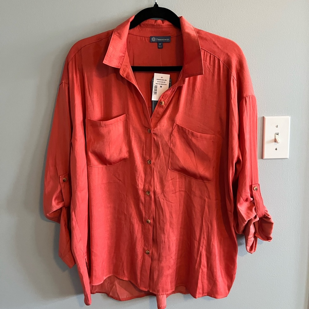 NWT Democracy orange blouse